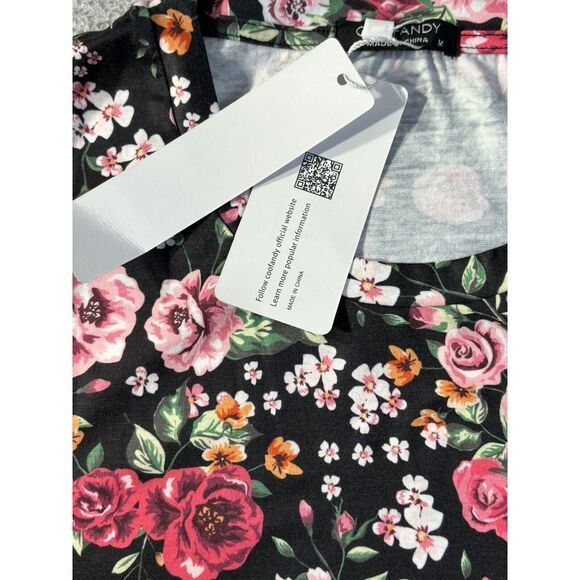 Coofandy Floral Blouse Ladies Casual Short Sleeve Loose Top Medium New with Tags - Picture 7 of 9